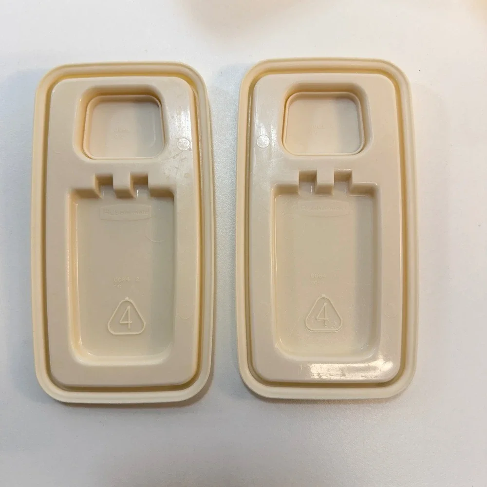 Rubbermaid Cereal Keeper Set Of 2 Almond Clear Vintage 4 Cup Flip Top Lid